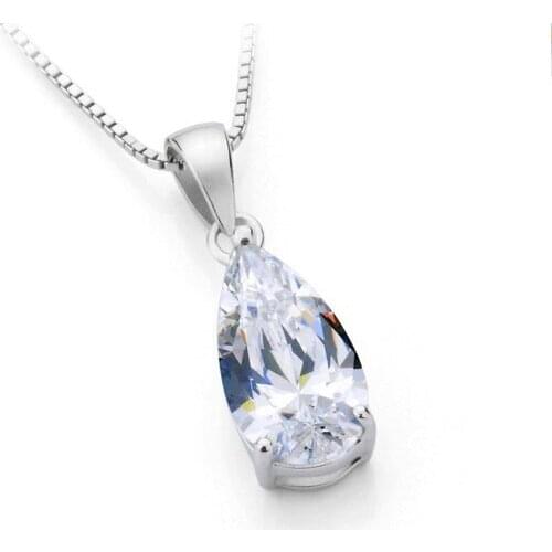 Solid Platinum PT950 Water Drop Shape 2CT Diamond Engagement Pendant With 45cm Sterling SIlver Chain