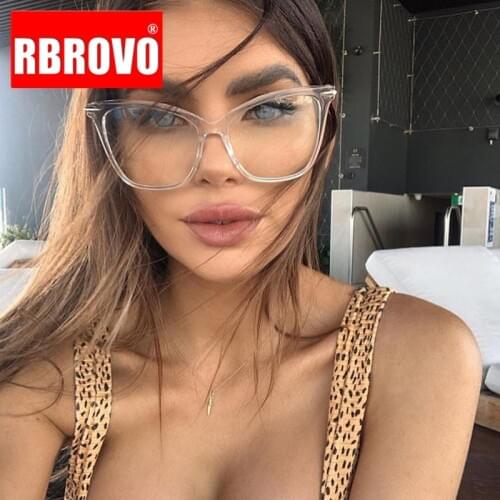 RBROVO 2021 Oversized Cateye Glasses Frame Women Designer Glasses Women Luxury Eyeglasses Women/Men Lentes De Lectura Mujer