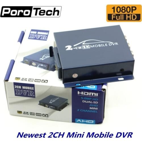 Wholesale 2ch Mini Mobile DVR for car bus vehicle 1080P HD AHD DVR Real-time 2 Channel dual-SD DVR with remote control