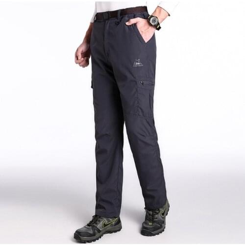 Autumn winter thermal waterproof hiking pants men removable Fleece liner soft shell pants windproof mountaineering ski pants