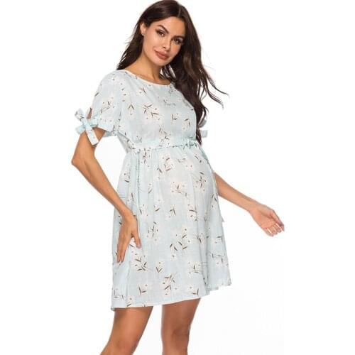 Maternity Pyjama Pregnant Women Clothes Short Sleevele Flowers Maternity Breastfeeding Dress Camisón Lactancia Mama