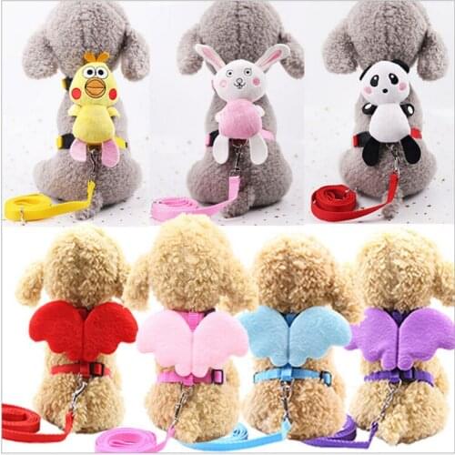 Pet leash rope angel chest back rope wings cartoon doll Chihuahua Teddy new dog traction cat leash belt for small dog