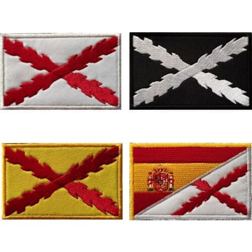 Tactical Badge Outdoor Bag Stickers Cloth Armband Burgundy Spanish Empire Cross International Flag 3D Embroidery Velcro Patches