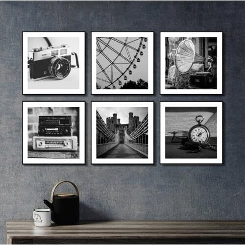 Retro Black And White Photo Wall Art Landscape Pictures Posters And Prints Canvas Paintings Home Decoration Square Poster
