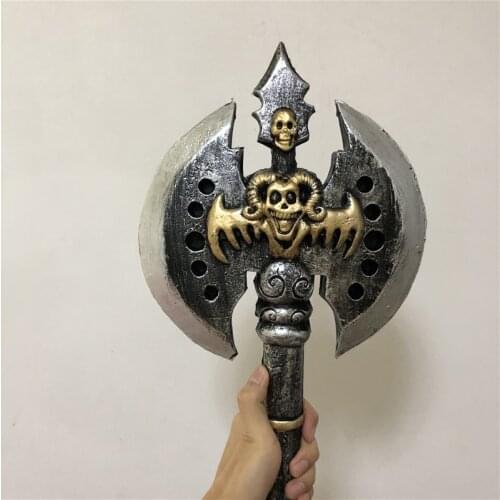 Knight Orc Double-edged Black Axe 1:1 Cosplay Movie Game Anime Weapon Prop Role Play PU Action Figure Model Halloween Gift