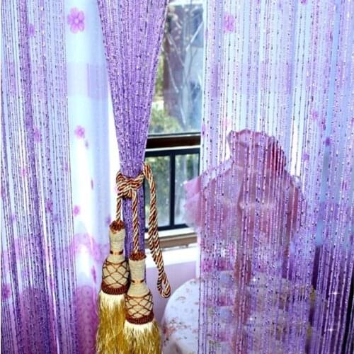 Thread Silver Silk Door Curtain Ball Tassel String Line Curtains Wedding Decorative Beaded Curtain String Window Room Divider