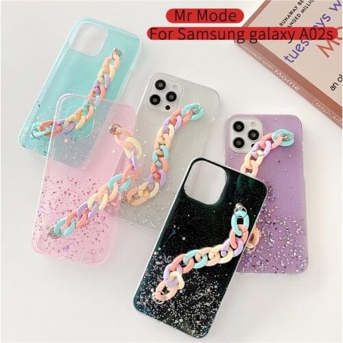 Fashion Colorful Wristband Glitter Silicone Cover Phone Case For Samsung Galaxy A02S A12 A42 M51 M30s A51 A71 5G S21 Plus Ultra