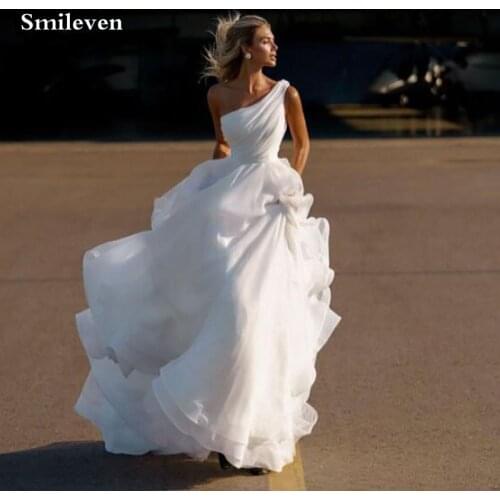 Smileven Princess Wedding Dress One Shoulder Organza Bride Dresses Vestido De Noiva Boho Wedding Gowns