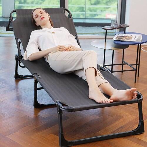 Reinforced folding bed Beach folding deck chair Outdoor portable chair Single beach dual-purpose couch Teslin fabric soft chair