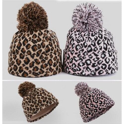 Knitted Leopard Beanie Winter Hat Fashion Adult Fall Thick Warm Bonnet Beanie Soft Knitted With Tag