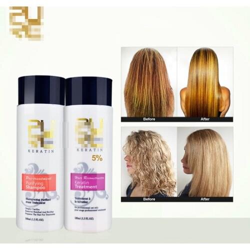 PURC Straightening for Hair Scalp Treatment Curly Hair Products Brazilian Keratin Treatment + Purifying Shampoo Hair Care Set