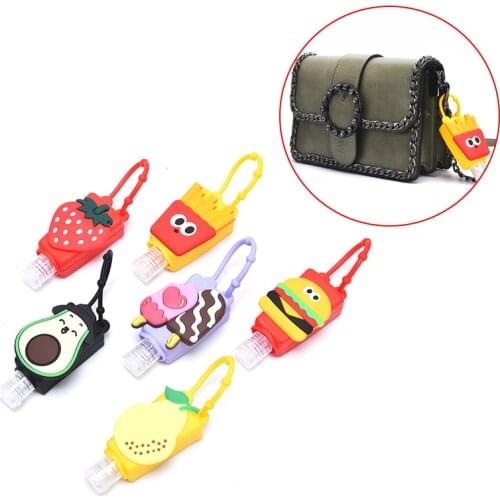 Funny Fruit Food Silicone Mini Hand Sanitizer Holder Travel Portable Safe Gel Holder Hangable Liquid Soap Dispenser Containers