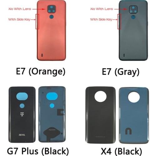 Battery Back Cover Glass Rear Door Housing Case With Glue Adhesive Sticker & Logo For Moto E7 X4 G7 Plus One Macro One Zoom G10