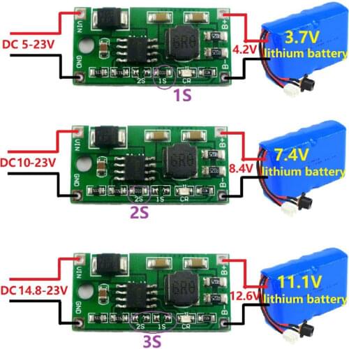 2A Multi-Cell Synchronous Buck Li-Ion Charger DC 5-23V to 4.2V 8.4V 12.6V for 3.7V 7.4V 11.1V 18650 Lithium Battery