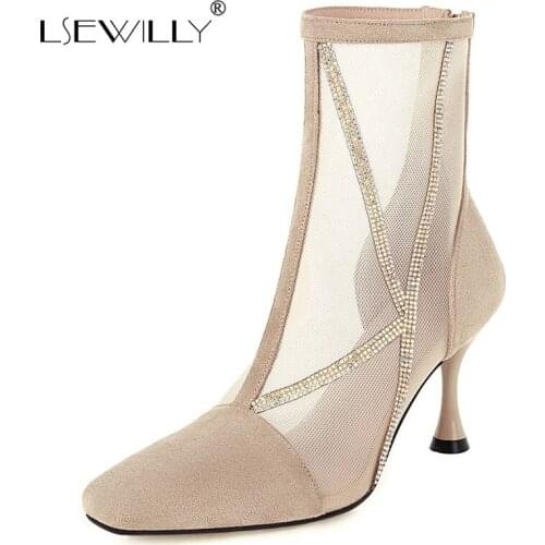 Lsewilly Mesh sandals women summer 2021 new fashion high-heel boots thin heel short boots womens net boots hollow Martin boots