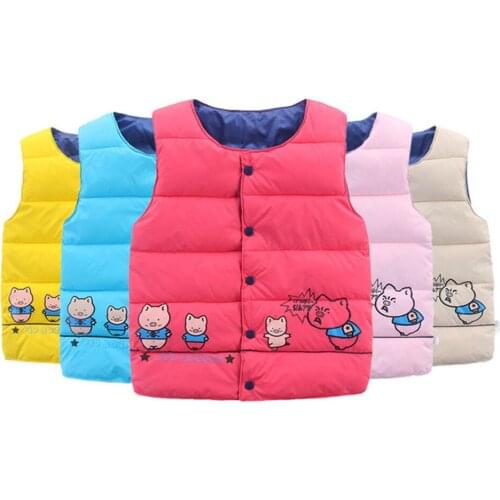 2020 Cartoon giraffe 100% cotton high quality boy vest jacket girls Children down winter vest warm clothing 3 to 8T years old