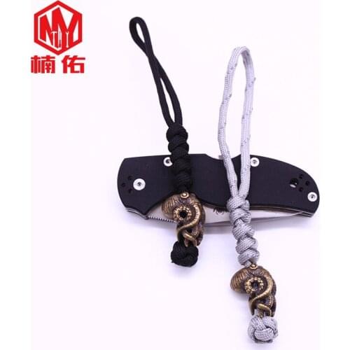 1PCS Outdoor DIY Tool EDC Brass Octopus Paracord Knife Bead Lanyard Key Ring