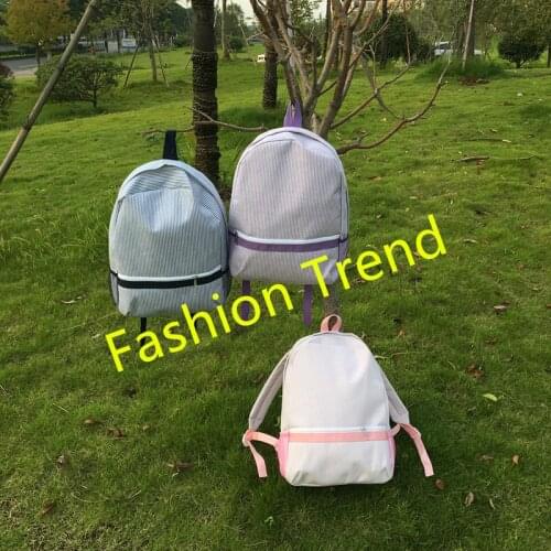 10pcs/lot free shipping Wholesale 3 Colors Hot Sale Multi Color Monogrammed Seersucker backpack Lunch Bag
