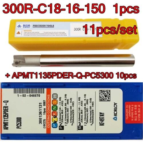 18mm 300R C18-16-150-1T 1pcs+ KORLOY APMT1135PDER PC5300 10pcs=11pcs/set Processing: stainless steel and steel Free shipping