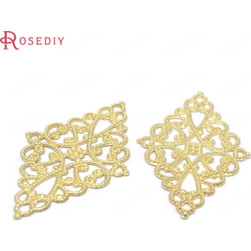 38507)30PCS 44.5x26MM Not plated color Brass Rhombus Decoration Slice Jewelry Making Supplies Diy Findings Accessories