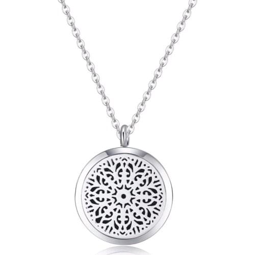 10pcs abstract flowers (25 30mm) Aromatherapy Essential Oils surgical 316L S.Steel Perfume Diffuser Locket Necklace