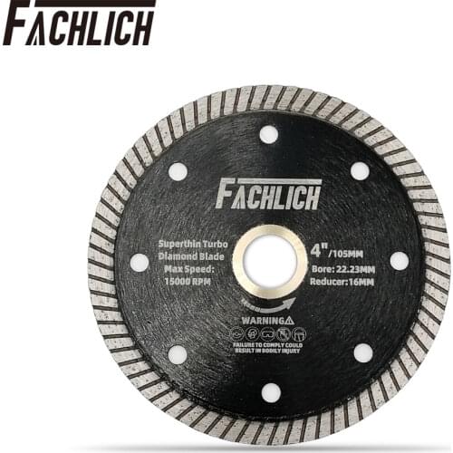 FACHLICH 1pc Dia 4" 4.5" 5" Super-Thin Diamond Turbo Saw Blades for Hard Material Marble Ceramic Tile Granite Cutting Disc