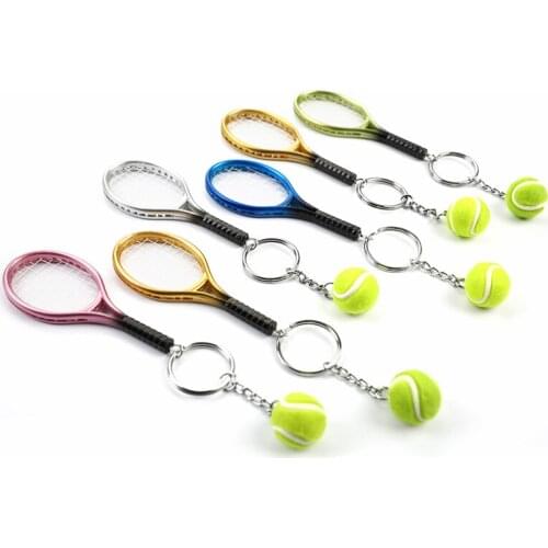 Cute Sport Mini Tennis Racket Pendant Keychain Keyring Key Chain Ring For Teenager Fan Finder Holer Accessories Gifts