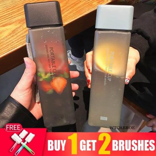 500ml Bottle For Girls Sport Drinking Bottle Square Water Bottles Creative Frosted Portable Plastic My Shaker Bottle For Water