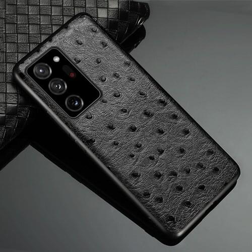 Genuine Leather Ostrich Grain Case For Samsung Galaxy Note 20 Ultra Note 10 9 A50 A70 A71 A51 M31 M51 S10 S8 S9 S20 Plus S20 FE