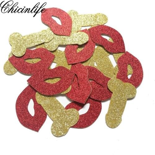 Chicinlife 50Pcs Glitter Paper Willy Lip Confetti Wedding Party Bridal Shower Table Confetti Bachelorette Party Decoration