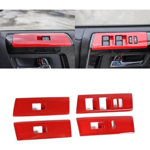 Car Window Button Cover Trim Decoration Stickers for Toyota 4 Runner 2010-2020 Car Interior Accessories ABS Red Car Styling