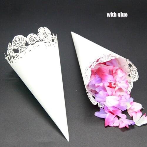 50Pcs/pack Lace Flowers Paper Petal Cones Candy Holder Wedding Confetti Paper Cup DIY Cups Party Decorative Accessories