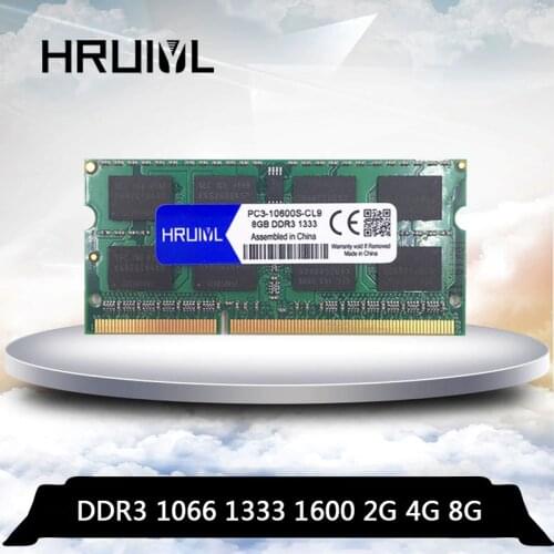 HRUIYL Laptop Memory DDR3 8GB 4GB 2GB 1066MHz 1333MHz 1600MHz DDR3L PC3-8500 PC3-10600 PC3-12800 SODIMM For Notebook Ram memoria