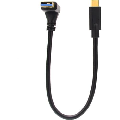 USB3.0 Upper Elbow Type-C Up and Down Bend 90 Degrees Right Angle Elbow Data Cable Ultra Short Charging Cable 25cm