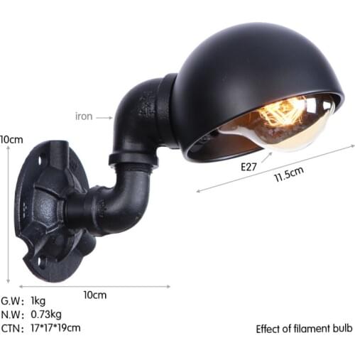 American Post-Modern Retro Industrial Wind Bed Headlights Living Room Decoration Wrought Iron Single Head Simple LED Edison E27