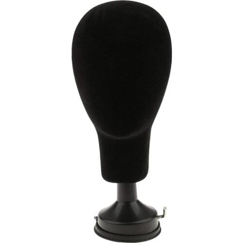 Polystyrene Foam Mannequin Face Model Head Wig Holder Eyeglass Glasses With Base Bracket - Black, 35cm