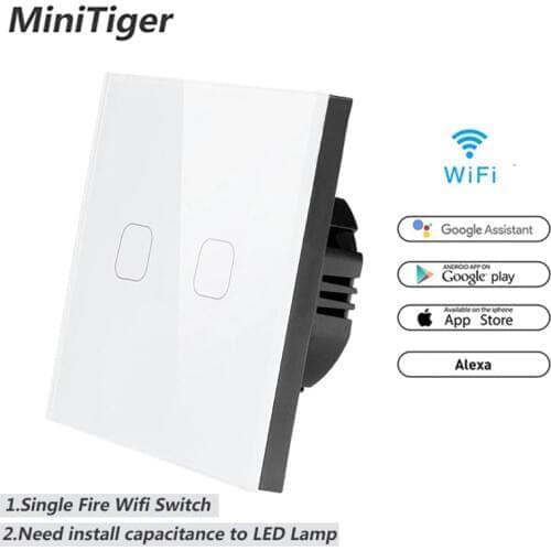 Minitiger WIFI Tuya Smart Life Ewelink Home Smart Switch APP Wireless Remote Wall Light Touch Switch Work With Alexa Google Home