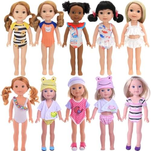 Fashion Doll Baby Clothes Swimsuits For 14.5 inch Wellie Wishers Nancy American Doll Our Generation Girl`Toy Gift Free Shipping