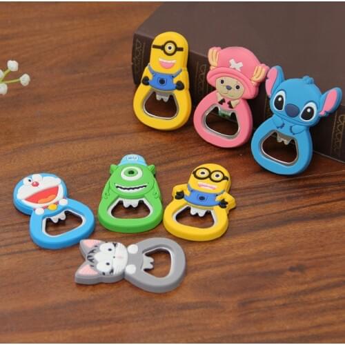 Creative cartoon multifunction silicone Stainless Steel bottle opener beer fridge openers kitchen tools Fridge sticker Magnet