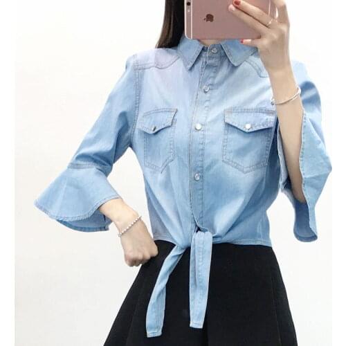 Soft Petal Sleeve Spring Jacket Woman Windbreaker Clothes Autumn Slim Thin Denim Female Jacket Jeans Streetwear Coat Clothing