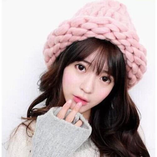 2018 new arrival fashion Women Knitted Winter Warm Oversized Ski Slouch Hat Cap Baggy Beanies stylish womens knit caps 6 colors