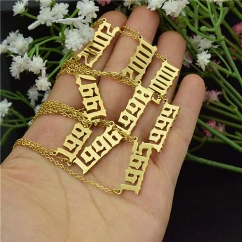 Wholesale 10pcs Mix 1970-2020 Birth Year Necklace Stainless Steel Number Necklaces For Women Collier Femme Minimalist Jewelry