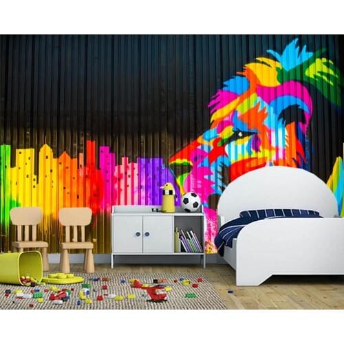 Papel de parede lion abstract Graffiti wallpaper,restaurant living room TV background sofa wall bedroom restaurant bar 3d mural