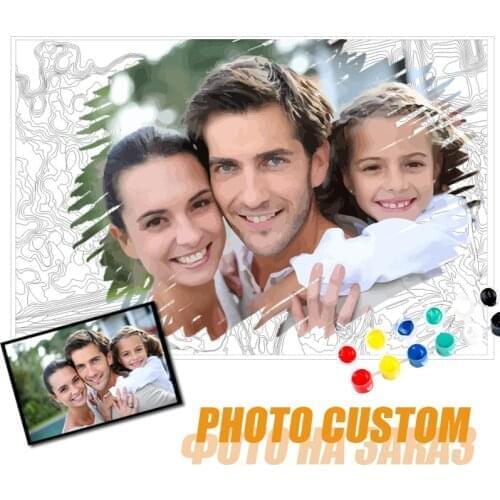 Personalised Paint By Number Photo Custom DIY Oil Painting By Number Picture Drawing Canvas Portrait Family Adult Children Photo