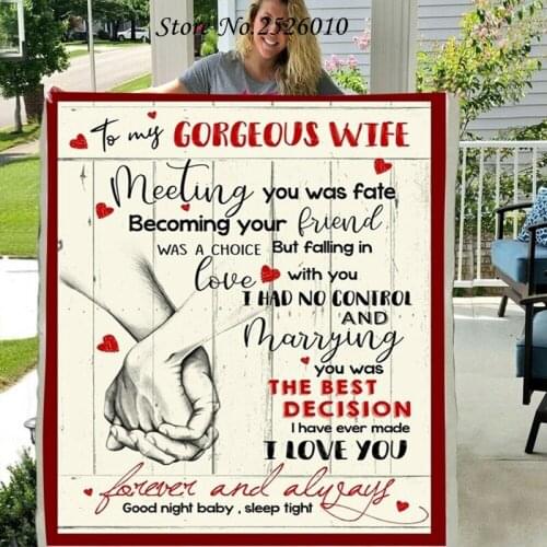 Throw Blanket TO Gorgeous Wife Letter Blanket 3D Print Sherpa Blanket on Bed Home Textiles Blanket HBTY XMAS Gift 13