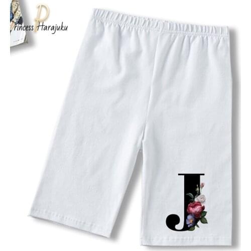 Casual Summer Women Shorts Biker Shorts Fitness Korean Sexy Short Flowers English Alphabet Athleisure Cycling Shorts S-XL