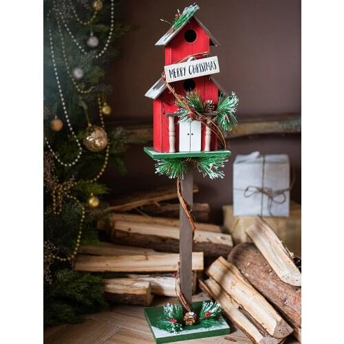 Christmas Decor New Year Wooden Cabin Mailbox Sign Christmas Tree Ornament Indoor Outdoor Craft Mailbox Home Decor Welcome Card