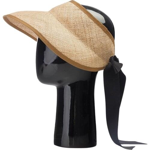 King Wheat Summer VISOR-Visor Cap Bandage Bow Womens Sun Hats 2021 Fashion Travel Outdoors Beach Straw Hat
