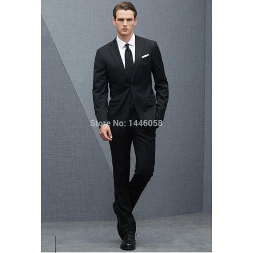 Custom Made Groom Tuxedos Formal Wear Party Wedding Suits Groomsman,Ternos Masculino Slim Fit Black Men Business Suit 2018