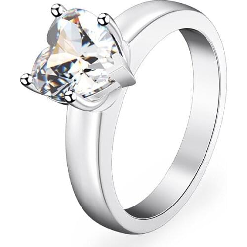 Test Positive 2Ct Heart Shape D-Color Moissanite Diamond Ring Platinum 950 Engagement Ring for Women Gorgeous Jewelry